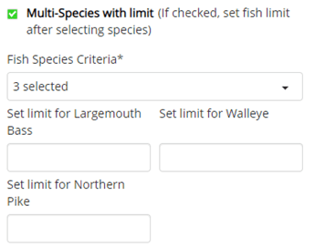 Event Set Up multi species with limit selection