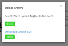 Event Set Up upload teams/anglers via CSV file